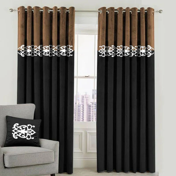 2 Pc Double Tone Premium Velvet Luxury Curtains