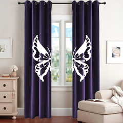 Velvet Curtains Butterfly ( EMB white ) D