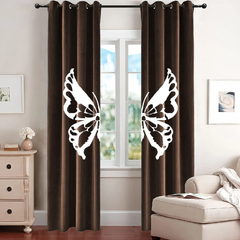 Velvet Curtains Butterfly ( EMB white ) C