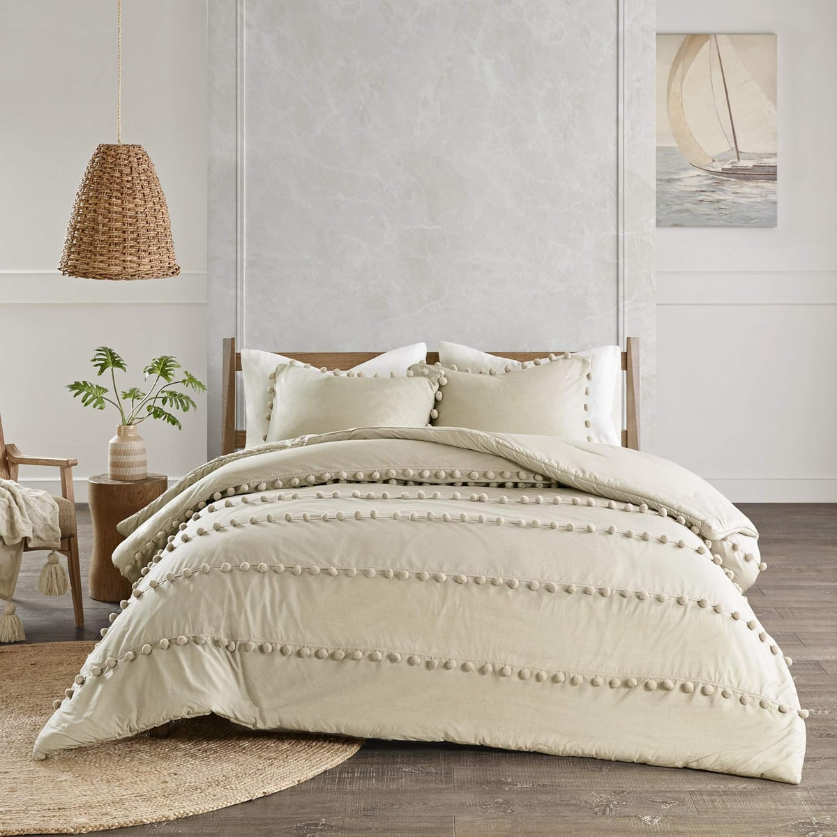 Luxury Pure Cotton Pom-Pom Bedding Set-3 Pc