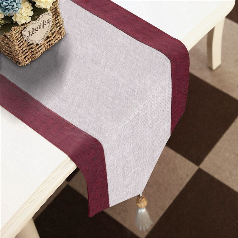 Luxury Jutte 2 tone Plain Table Runner set - Grey/Maroon
