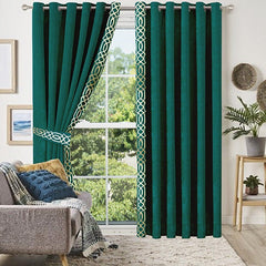 2 Pc's of Luxury Embroidered Velvet Curtain Panels with 2 belts